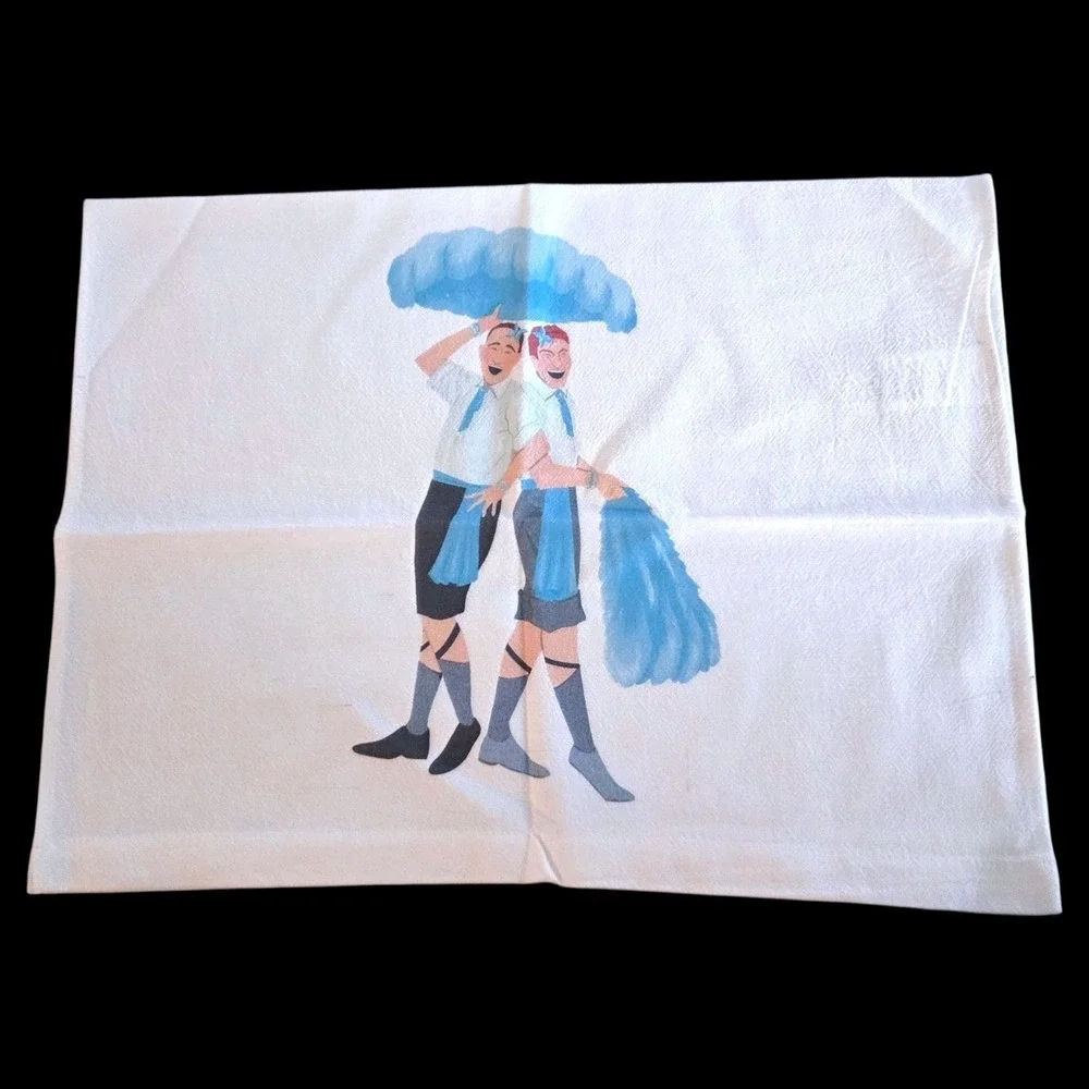 White Christmas Movie Scenes Kitchen Tea Towels Set of 4 100% Cotton White 23x15
